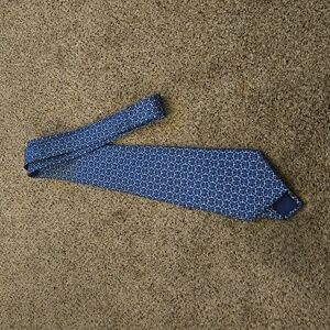 Hermès Blue Silk Tie with Horsebit Pattern